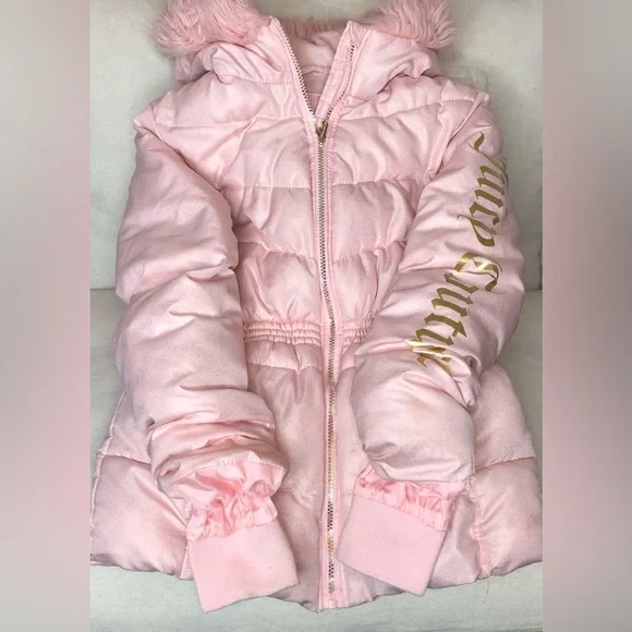 Juice Couture Los Angeles California Puffer for Girls Size 14 Pink Like New - Picture 2 of 11